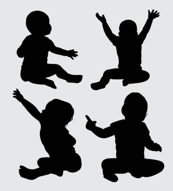 bebekler eylem siluet, sembol, web simgesi, maskot, logo, işaret, etiket veya istediğiniz herhangi bir tasarım için iyi kullanmak. Kullanımı kolay.