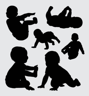 bebekler eylem siluet, sembol, web simgesi, maskot, logo, işaret, etiket veya istediğiniz herhangi bir tasarım için iyi kullanmak. Kullanımı kolay