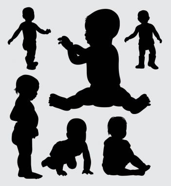 bebekler eylem siluet, sembol, web simgesi, maskot, logo, işaret, etiket veya istediğiniz herhangi bir tasarım için iyi kullanmak. Kullanımı kolay