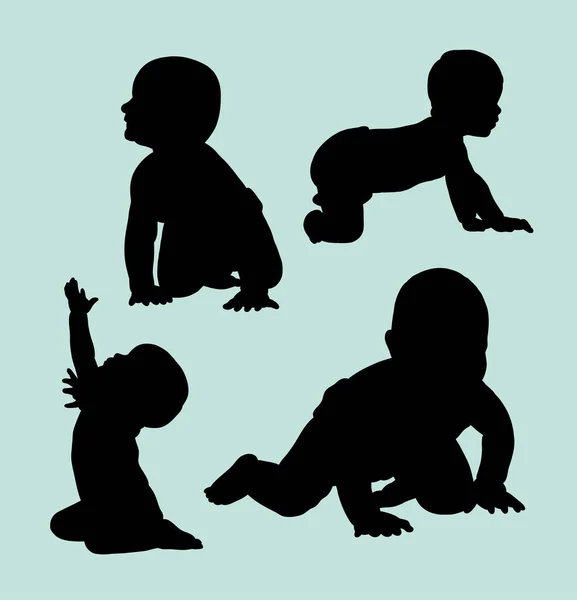 Baby Crawling Silhouette Good Use Symbol Web Icon Mascot Logo — Stock Vector