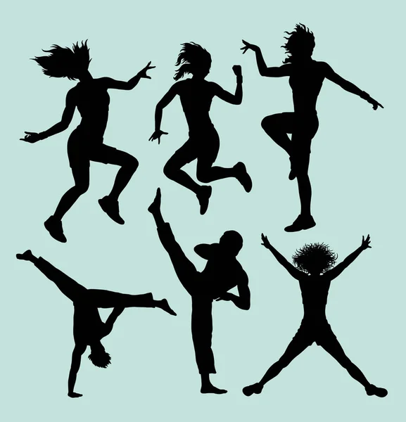 Dancing Martial Art Silhouette Good Use Symbol Logo Web Icon — Stock Vector