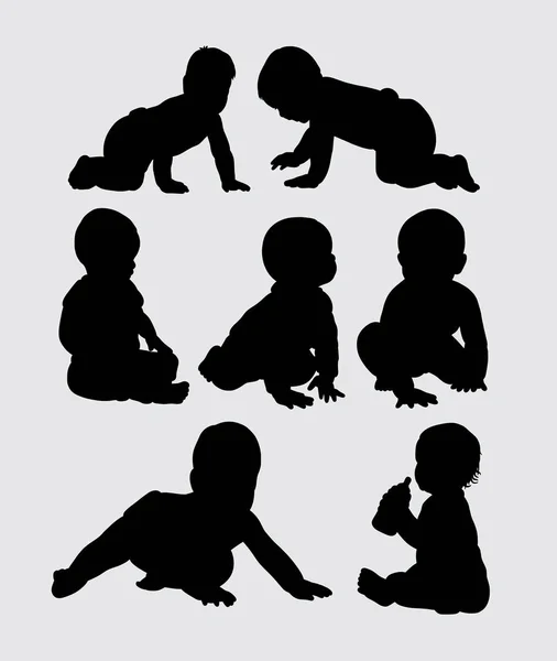 Baby Crawling Silhouette Good Use Symbol Web Icon Mascot Logo — Stock Vector