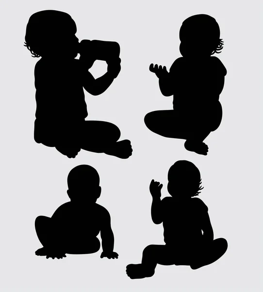 Silhouette Azione Bambini Buon Uso Simbolo Icona Web Mascotte Logo — Vettoriale Stock