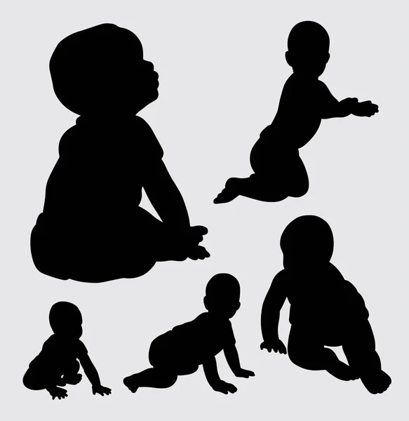 Baby Actie Silhouet Goed Gebruik Voor Symbool Web Pictogram Mascot — Stockvector