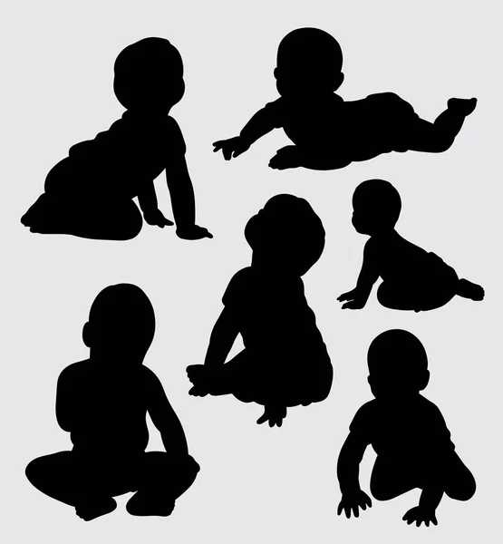 Baby Actie Silhouet Goed Gebruik Voor Symbool Web Pictogram Mascot — Stockvector