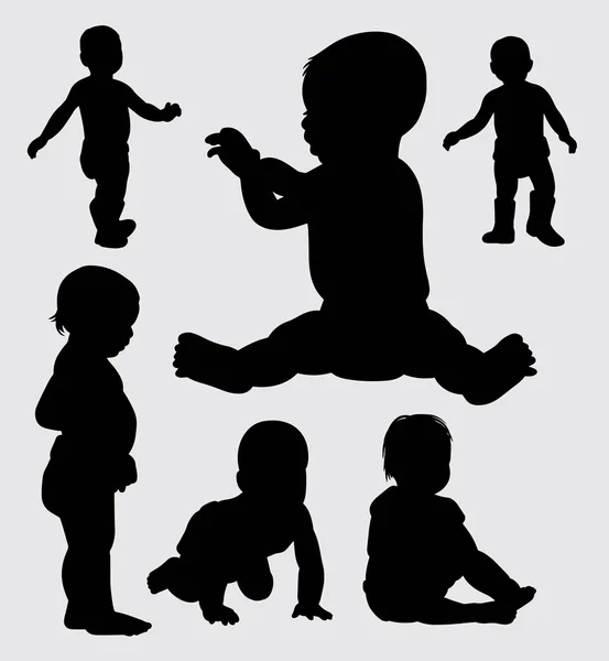 Babies Action Silhouette Good Use Symbol Web Icon Mascot Logo — Stock Vector