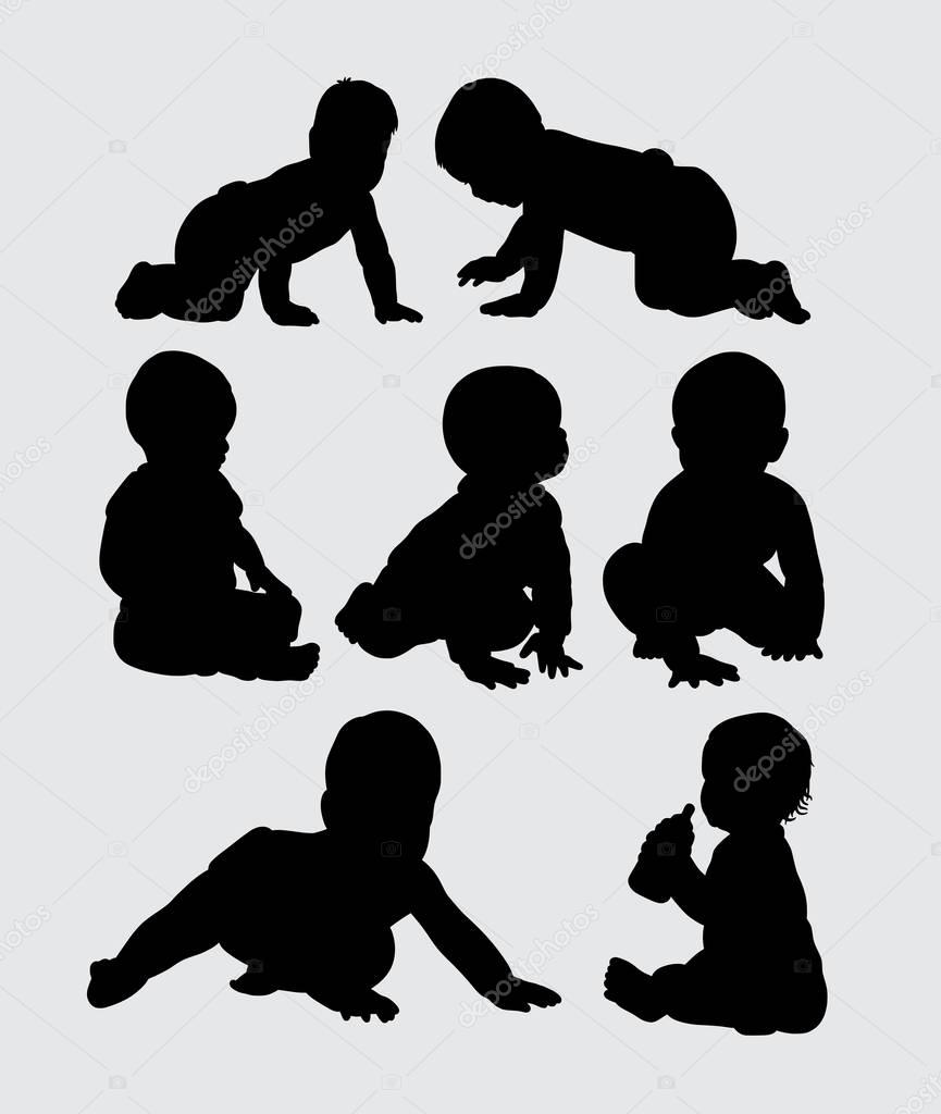Baby crawling silhouette, good use for symbol, web icon, mascot, logo, sign, sticker, or any design you want. Easy to use.