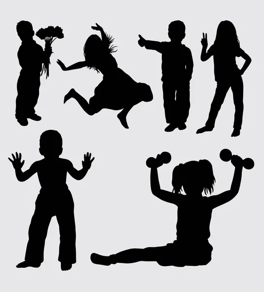 Silhouette Action Pour Enfants Bon Usage Pour Symbole Icône Web — Image vectorielle