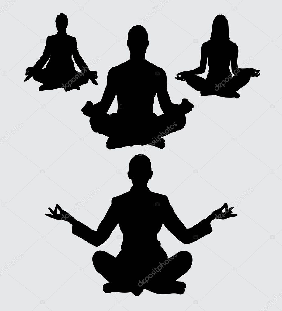 Download Meditation Male Female Silhouette Good Use Symbol Logo Web ...