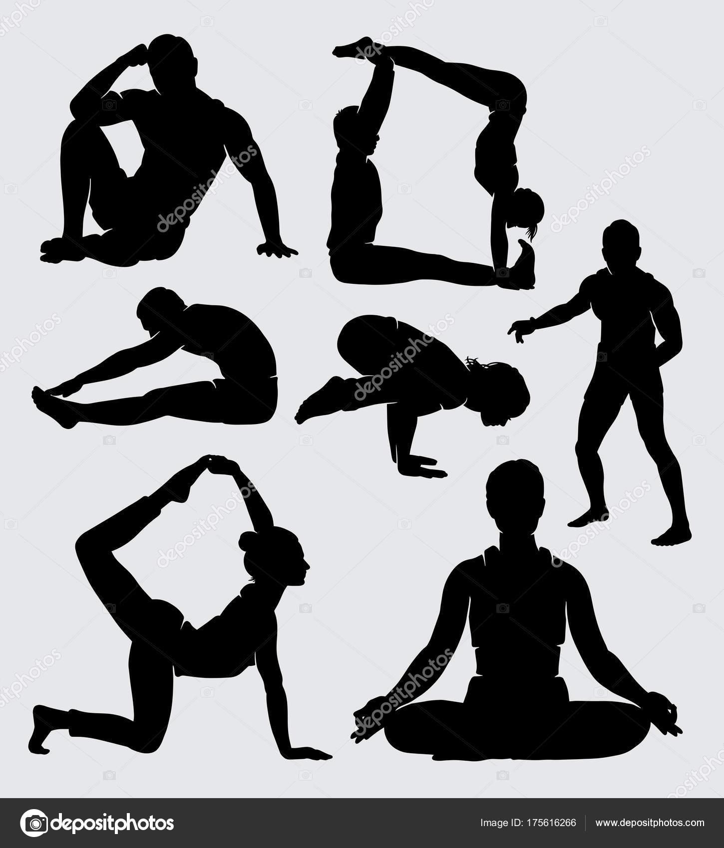 Yoga Training Sport Male Female Silhouette Good Use Symbol Logo