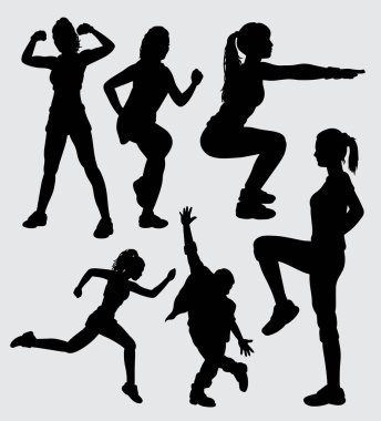 Spor erkek ve dişi siluet. Sembol, logo, web simgesi, maskot, etiket, işaret veya istediğiniz herhangi bir tasarım için iyi kullanmak.