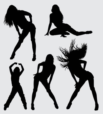 Seksi ve şehvetli kız siluet. Sembol, logo, web simgesi, maskot, etiket, işaret veya istediğiniz herhangi bir tasarım için iyi kullanmak. 