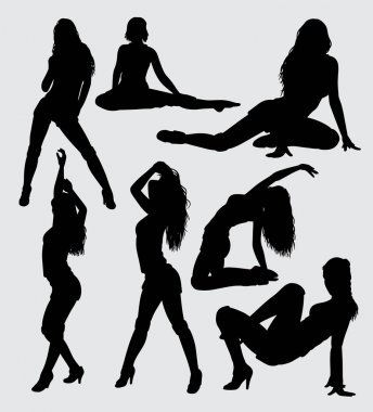 seksi Bayan eylem siluet. Sembol, logo, web simgesi, maskot veya herhangi bir tasarım için iyi kullanmak istiyorum. 