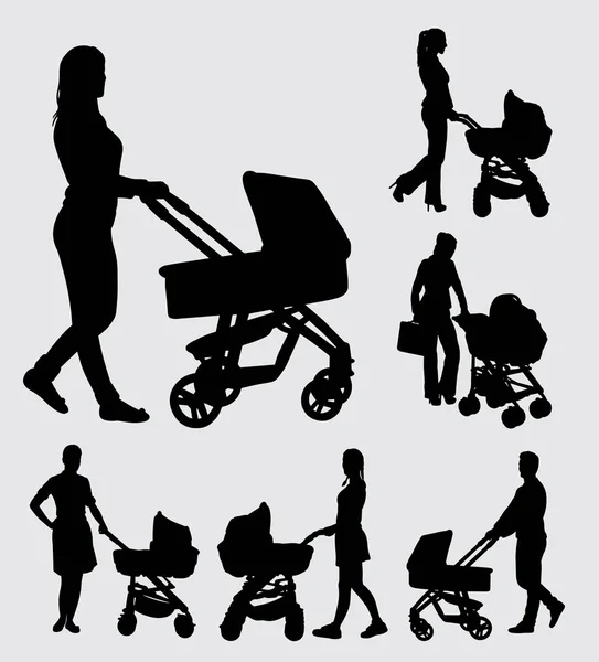 Babysitter Männliche Und Weibliche Action Silhouette Gute Verwendung Für Symbol — Stockvektor