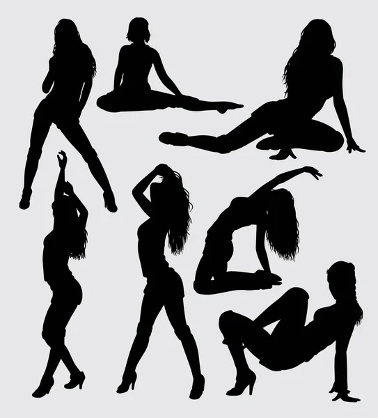 Sexy Lady Action Silhouette Good Use Symbol Logo Web Icon — Stock Vector