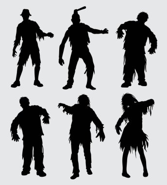 zombi korku mutant insanlar siluet simge, logo, web simgesi, maskot, işaret, etiket veya istediğiniz herhangi bir tasarım için iyi kullanmak 