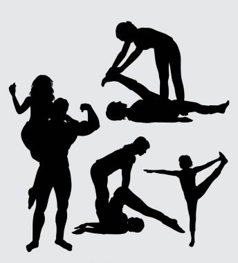 Spor eğitimi ve vücut geliştirme siluet simge, logo, web simgesi, maskot, işaret, etiket veya istediğiniz herhangi bir tasarım için iyi kullanmak 