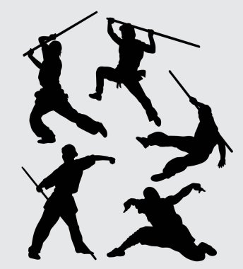 Sembol, logo, web simgesi, maskot, işaret, etiket veya istediğiniz herhangi bir tasarım için iyi dövüş silah eğitim spor siluet kullanarak resimleri kullanma 