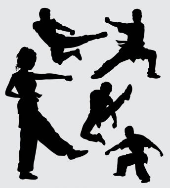 Savaş sanatı ve erkek spor siluet oluşturmaktadır. sembol, logo, web simgesi, maskot, etiket, işaret veya istediğiniz herhangi bir tasarım için iyi kullanmak. 