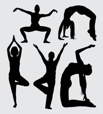 Modern dans ve spor kadın eylem siluet. Simge, web simgesi, maskot, oyun öğeleri, maskot, işaret, etiket tasarım veya istediğiniz herhangi bir tasarım için iyi kullanın. Kullanımı kolay. 