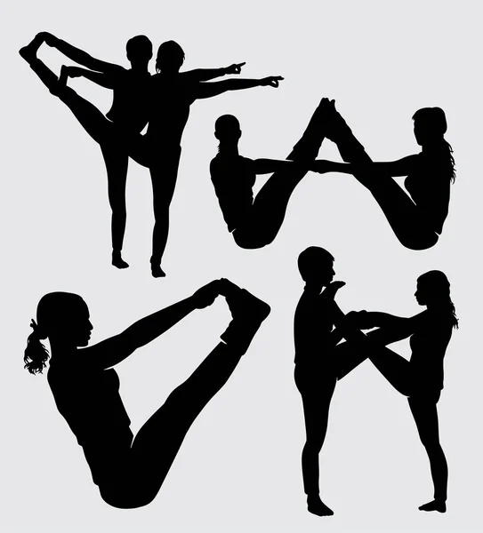 Silueta Deportiva Entrenamiento Fitness Yoga Buen Uso Para Símbolo Logotipo — Vector de stock