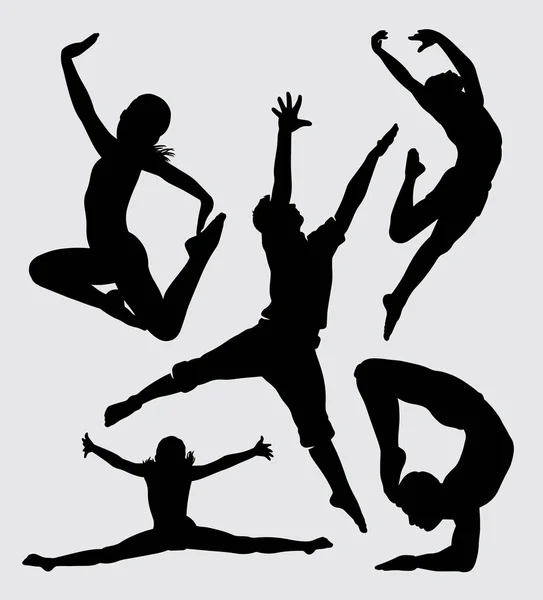 Baile Salto Acrobat Deporte Silueta Buen Uso Para Símbolo Logotipo — Vector de stock