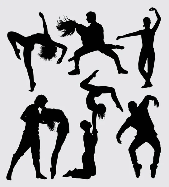Dança Moderna Masculino Feminino Gesto Silhueta Bom Uso Para Símbolo — Vetor de Stock