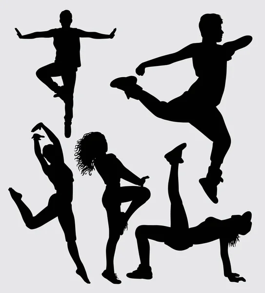 Сучасний Танець Чоловічий Жіночий Жест Силует Гарне Використання Символу Логотипу — стоковий вектор