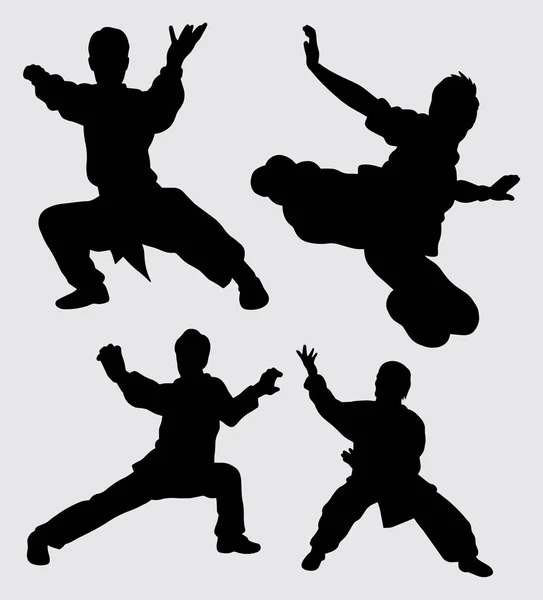 Kung Martial Art Sport Gesture Silhouette Buen Uso Para Símbolo — Vector de stock