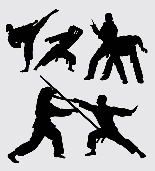武术训练手势剪影好的使用符号 网页图标 吉祥物 或任何设计你想要的 — 图库矢量图片