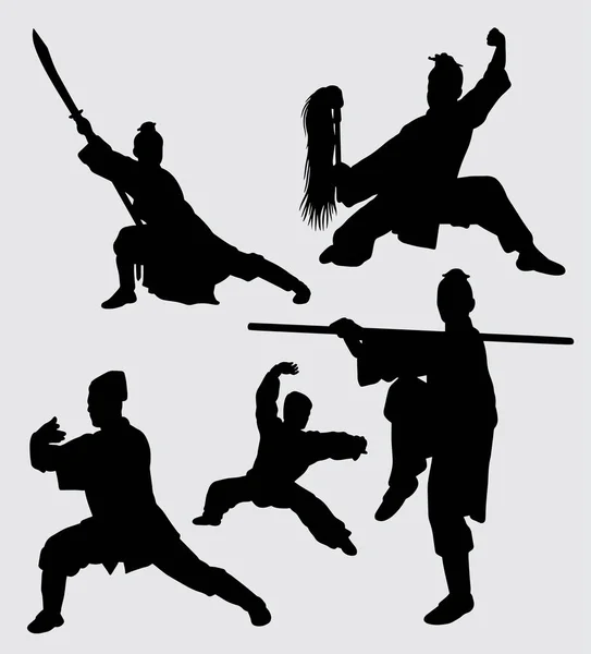 Kung Martial Art Defense Silhouette Good Use Symbol Logo Web — Stock Vector