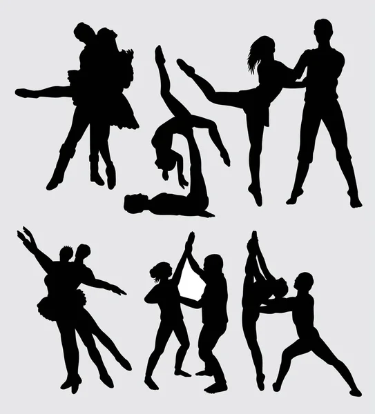 Paar Ballet Ballerina Silhouet Goed Gebruik Voor Symbool Logo Web — Stockvector