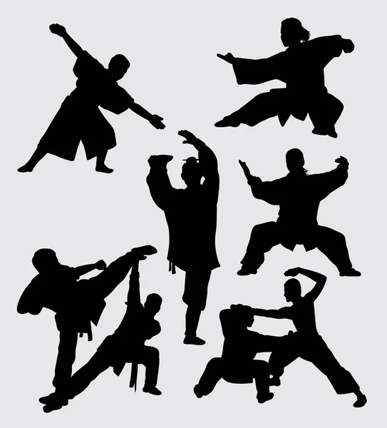 Kung Martial Art Fight Silhouette Buen Uso Para Símbolo Logotipo — Vector de stock