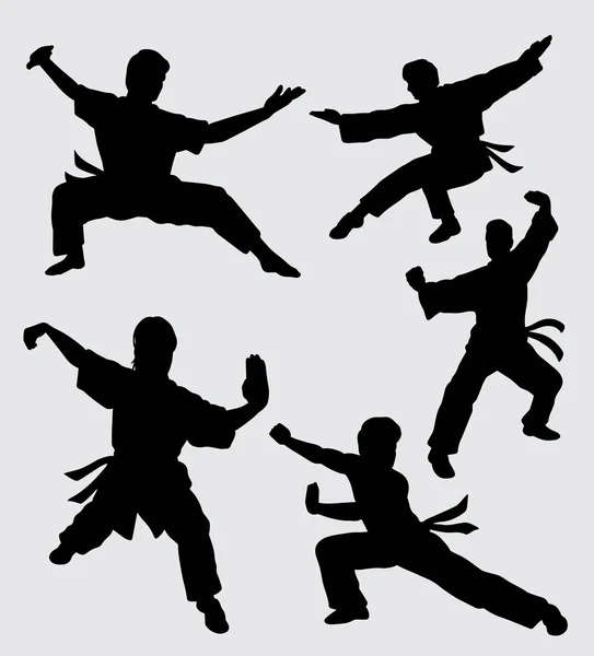 Силуэт Спортивного Единоборства Kungfu Хорошее Использование Символа Логотипа Веб Значок — стоковый вектор