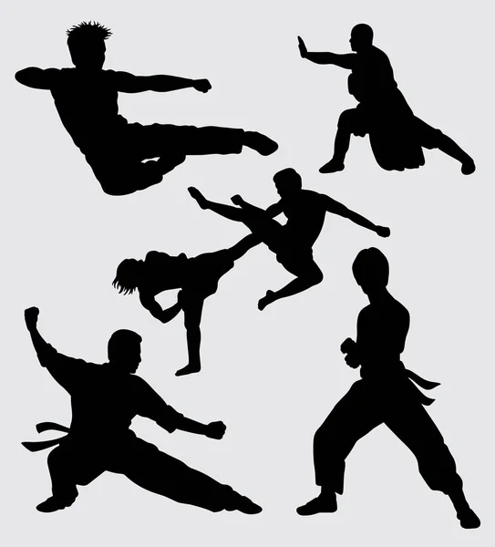 Combat Kung Silhouette Art Martial Bon Usage Pour Symbole Logo — Image vectorielle