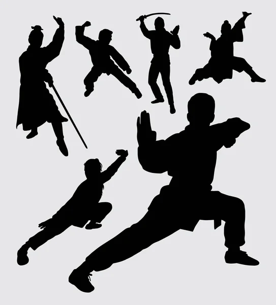 Sport Art Martial Avec Silhouette Arme Bon Usage Pour Symbole — Image vectorielle