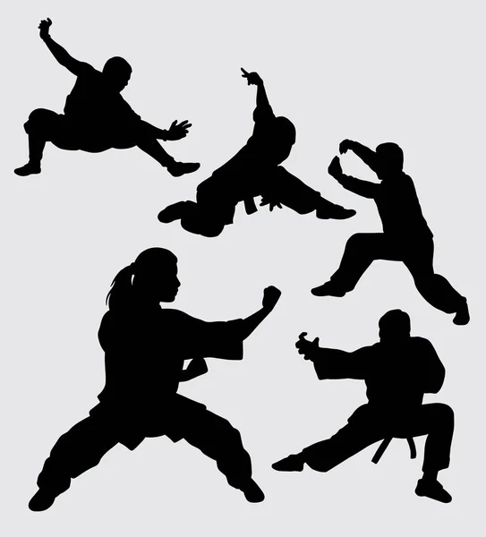 Art Martial Silhouette Sportive Kungfu Bon Usage Pour Symbole Logo — Image vectorielle