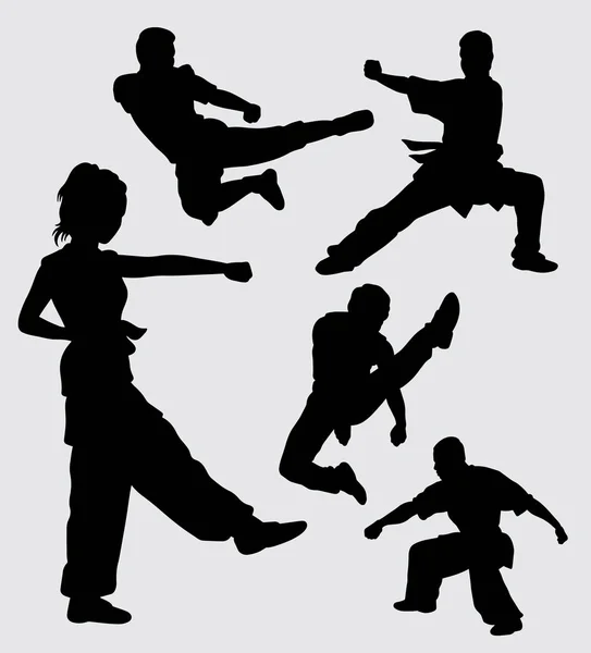 Art Martial Pose Silhouette Sportive Masculine Féminine Bon Usage Pour — Image vectorielle