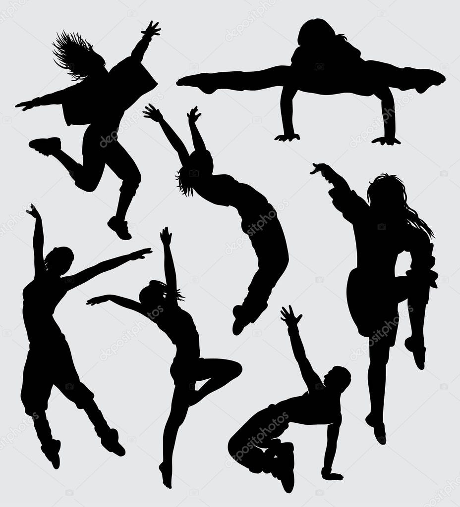 Modern dance male and female gesture silhouette Good use for symbol, logo, web icon, mascot, sign, sticker, or any design you want