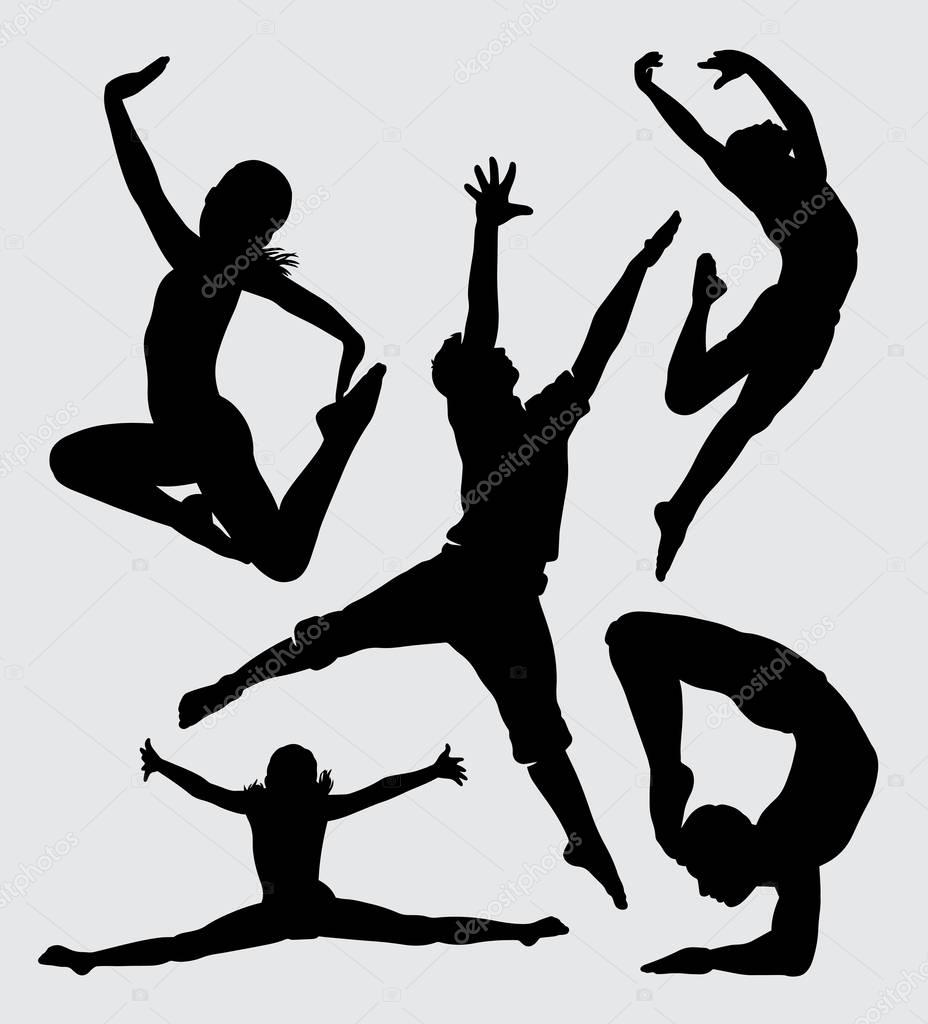 Dancing jumping and acrobat sport silhouette Good use for symbol, logo, web icon, mascot, sign, sticker, or any design you want