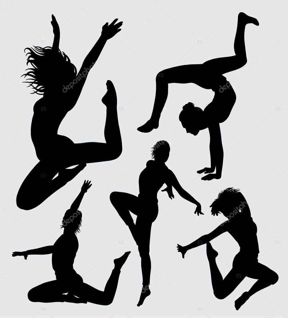 Aerobic dance silhouette Good use for symbol, logo, web icon, mascot, sign, sticker, or any design you want