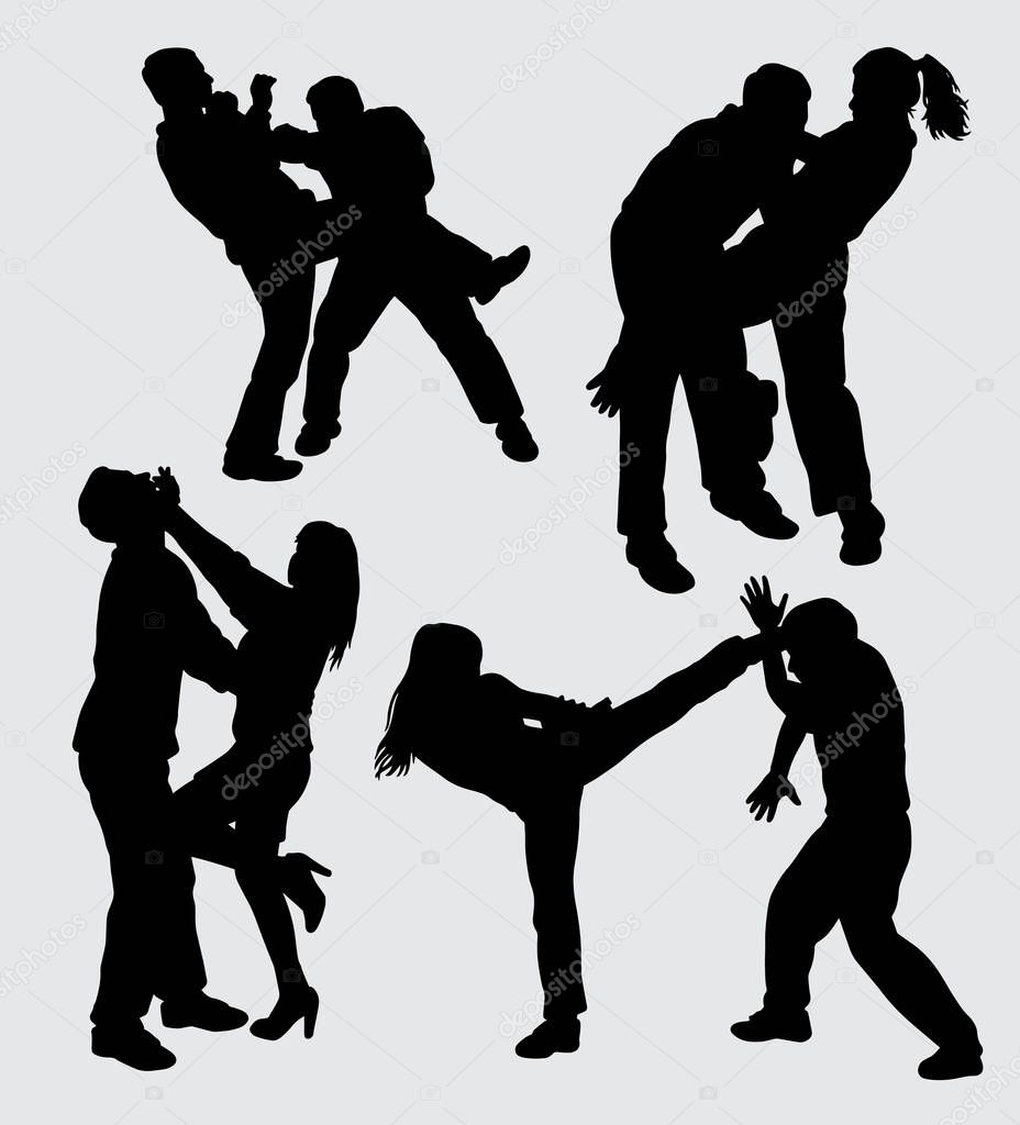 fighting male and female gesture silhouette Good use for symbol, logo, web icon, mascot, sign, sticker, or any design you want 