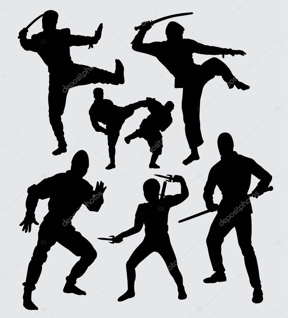 Download Ninja Martial Art Silhouette Good Use Symbol Logo Web Icon — Stock Vector © Cundrawan703 #181512230