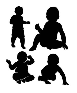 Bebek aktivitesi silueti. Sembol, logo, web simgesi, maskot veya istediğiniz herhangi bir tasarım için iyi bir kullanım alanı.