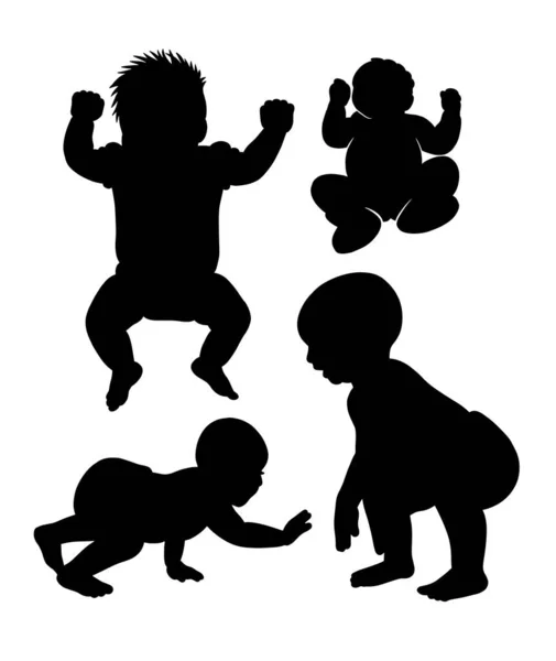 Baby Male Female Activity Silhouette — Free Stock Photo