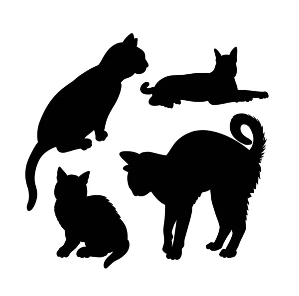 Силуэт Животного Кота Хорошее Использование Символа Логотипа Веб Значка Талисмана Лицензионные Стоковые Векторы