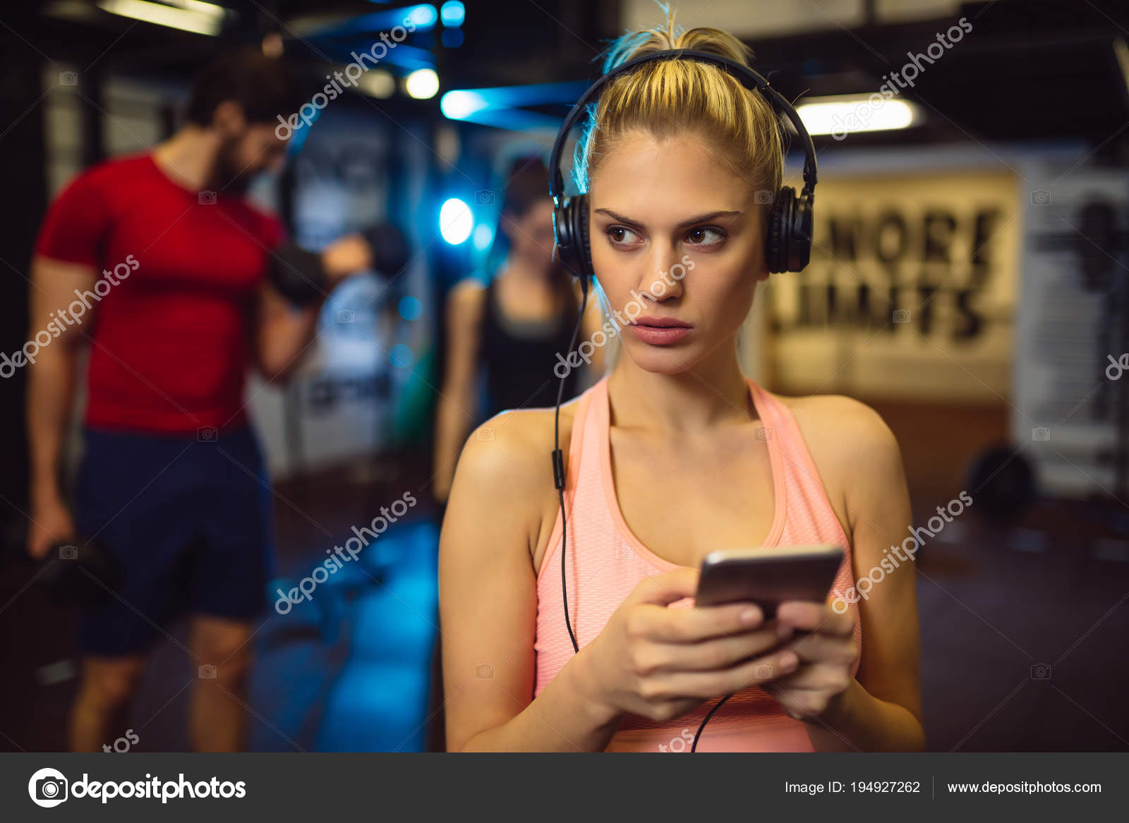Young Blonde Woman Listening Favorite Music Stock Photo by ©nebojsa.ki@gmail.com