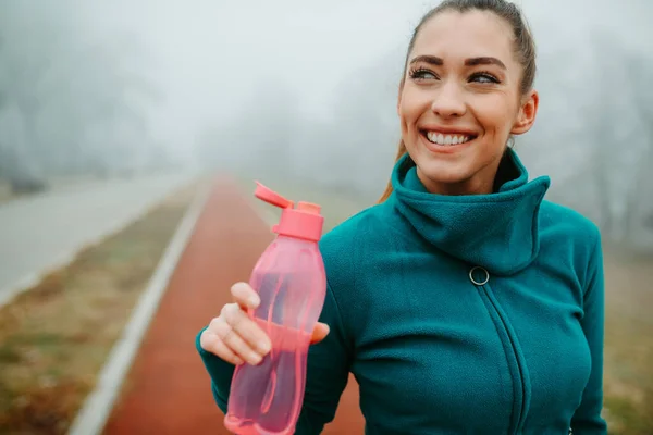 Key Good Training Session Stay Hydrated Young Woman Sportswear Posing — Stock Photo, Image
