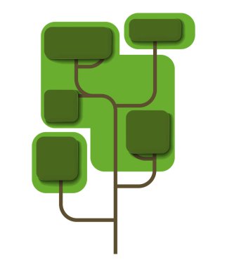 vektör karikatür yeşil ağaçlar kağıt kesiği