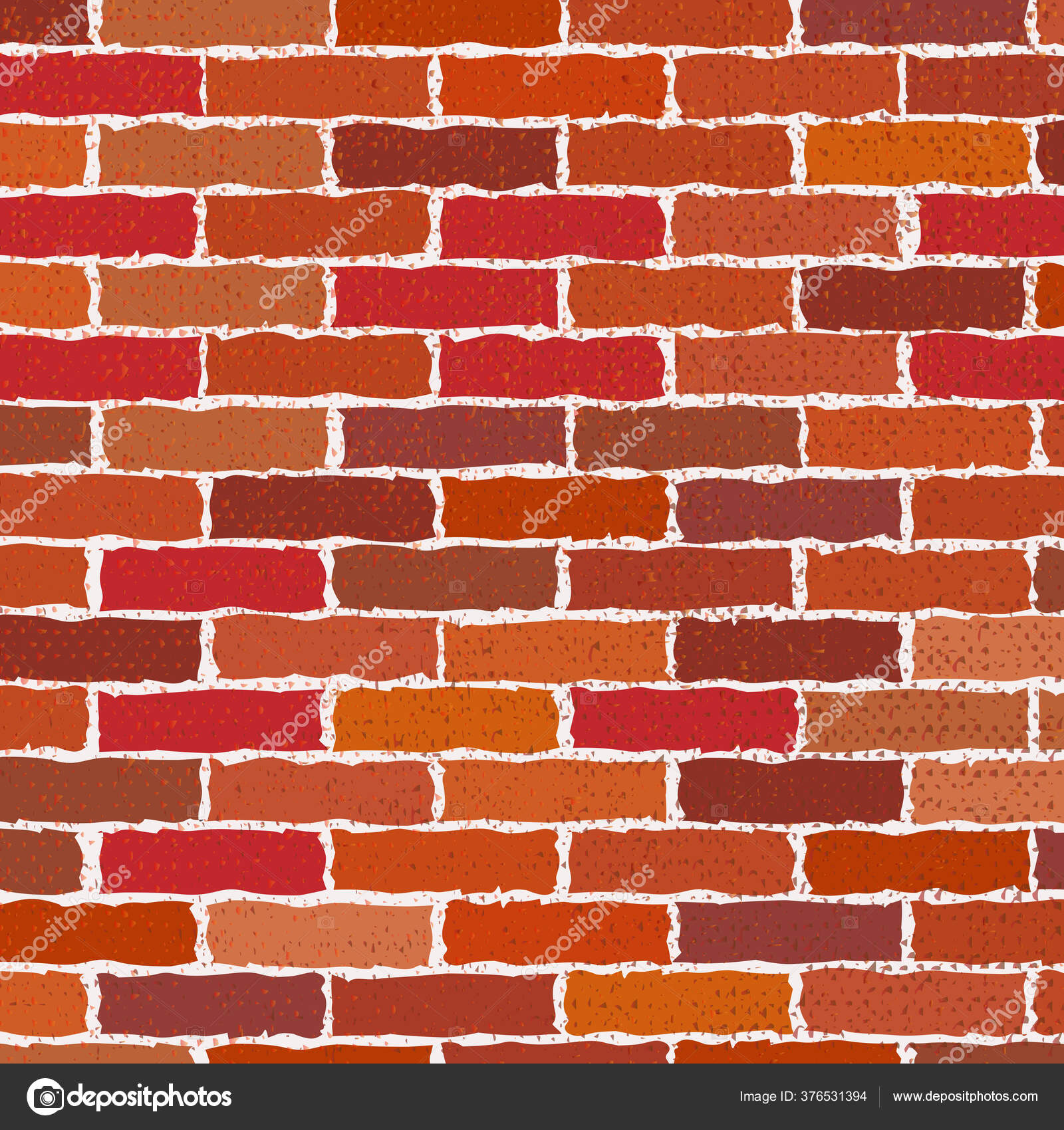 Cartoon red brick wall texture or background with stains for text